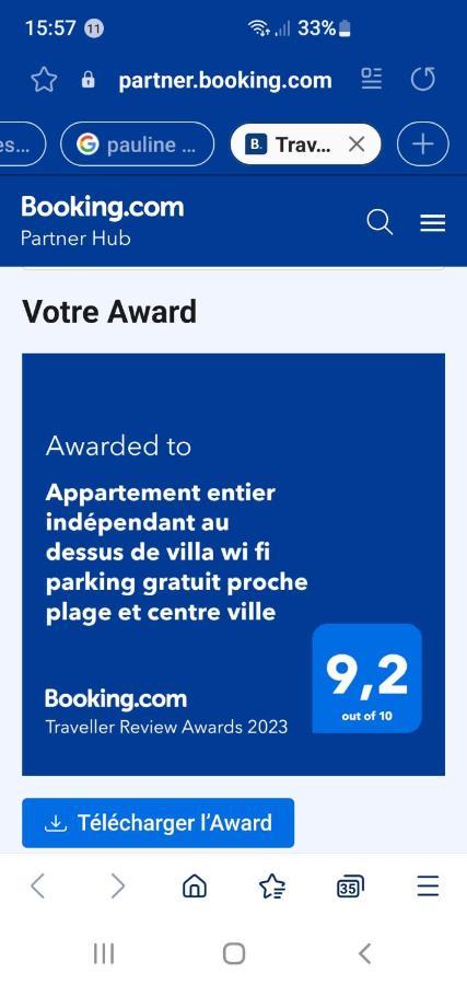 Appartement Entier Au Dessus De Villa, Climatisation Reversible Poele A Bois Tres Chaleureux , Wi Fi Parking Privee Gratuit Situation 500 M, Plage Et Centre Ville ซานารี-ซูร์-แมร์ ภายนอก รูปภาพ